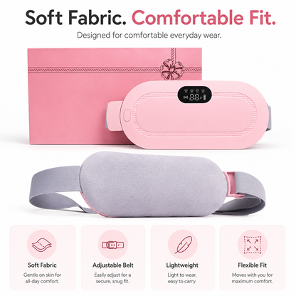 CrestNode Period Relief Heating Belt | Cordless USB Rechargeable Heat & Massage Belt for Women
