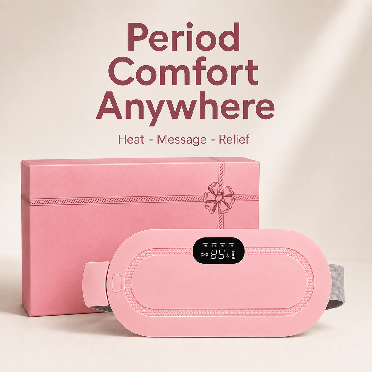 CrestNode Period Relief Heating Belt | Cordless USB Rechargeable Heat & Massage Belt for Women